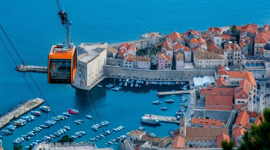 Ride a cable car from downtown Dubrovnik to Mount SRD